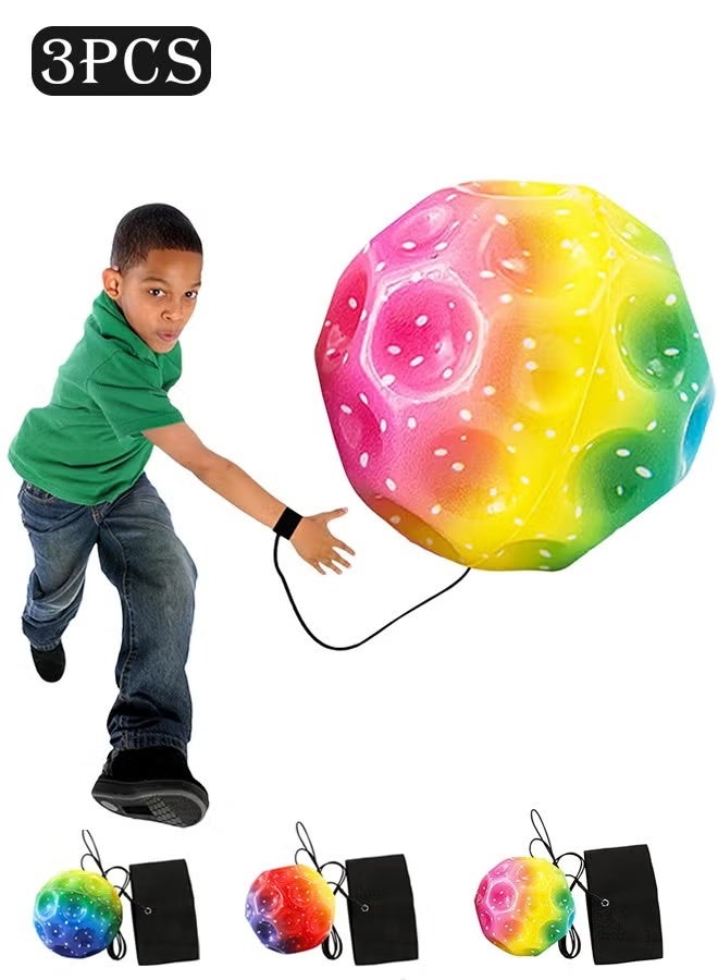 3 Pcs Super High Bouncing Space Ball, Wrist Return Ball, with Wrist Strap, Sports Wrist Balls, Rebound Sports Wrist Exercise Balls, Fun Single Player Toy, Exercise Toy for Indoor or Outdoor - Image 1